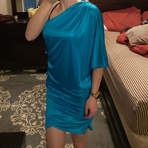Blue polyester dress with one shoulder xxs - Picture 6 of 6
